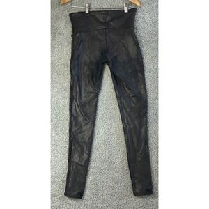 Spanx Black Faux Leather Leggings High Waisted XL Tall Slimming Compression